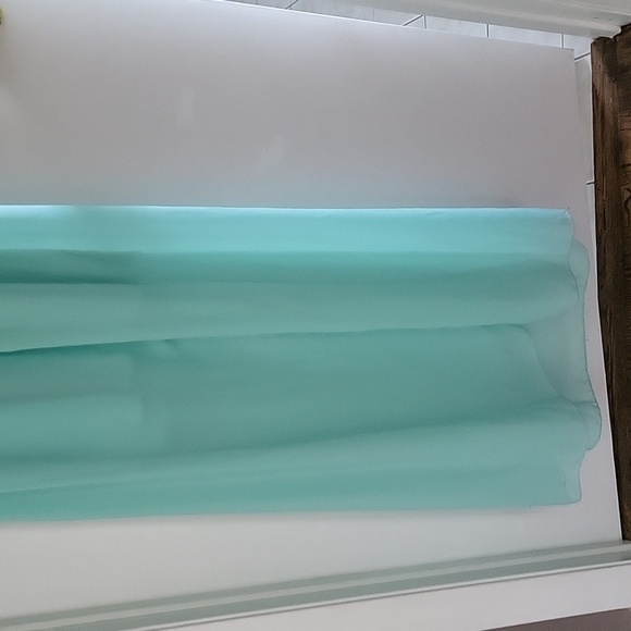 Blue Maxi Sheer Ruffled Embroidered Racerback Straps Flowy Babydoll Halter Dress - Picture 13 of 16